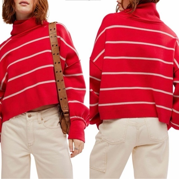 Free People Paulie Sweater in Cherry Mushroom Combo - Picture 1 of 5